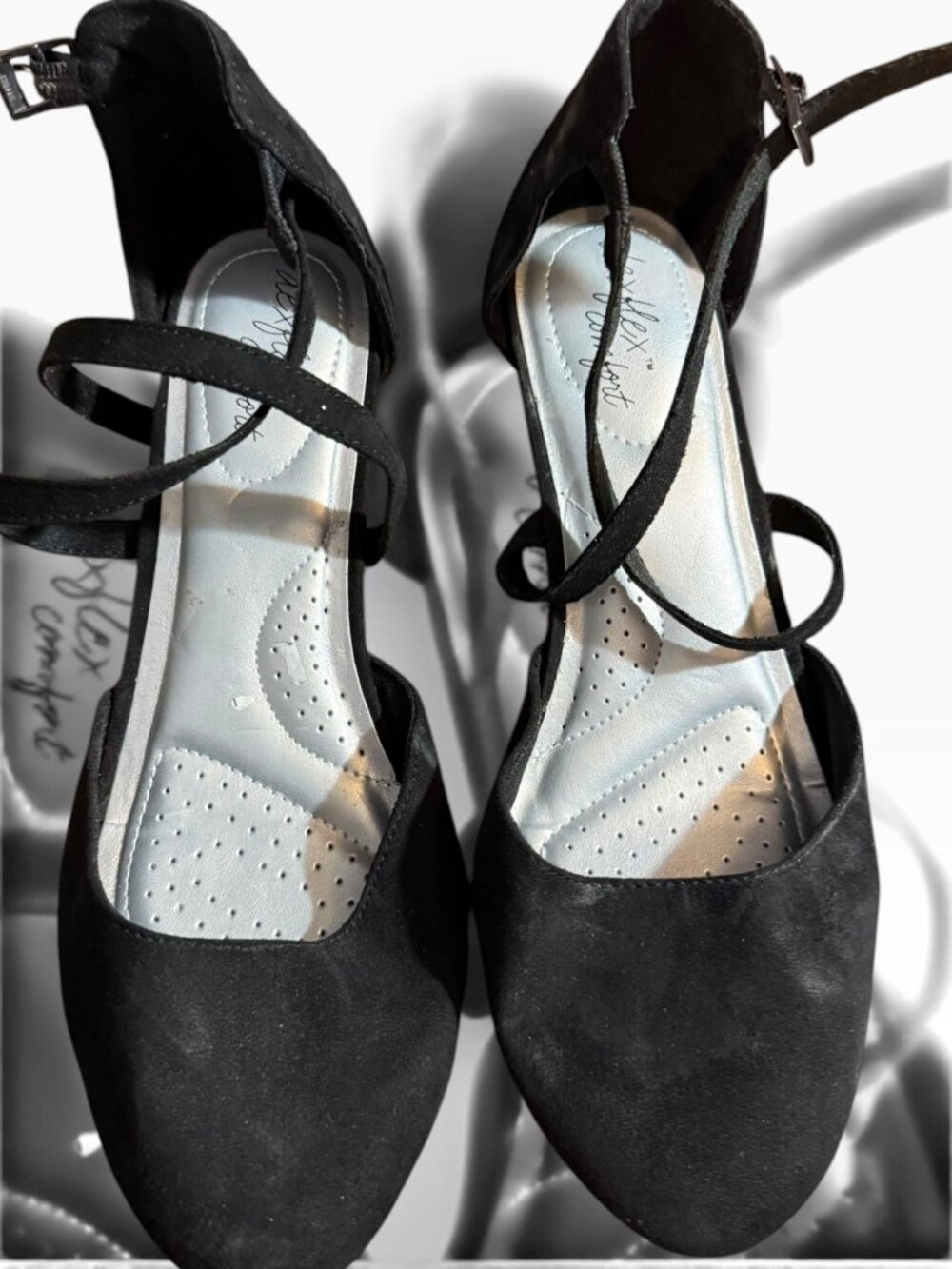 Dexflex Comfort Black Ankle‑Strap Heels – Size 10W